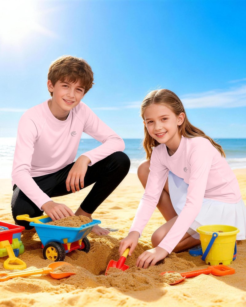 Kids Boys Fishing Sun Shirts, Outdoor Long Sleeve Lightweight UPF 50+ Running Rash Guard Shirt
