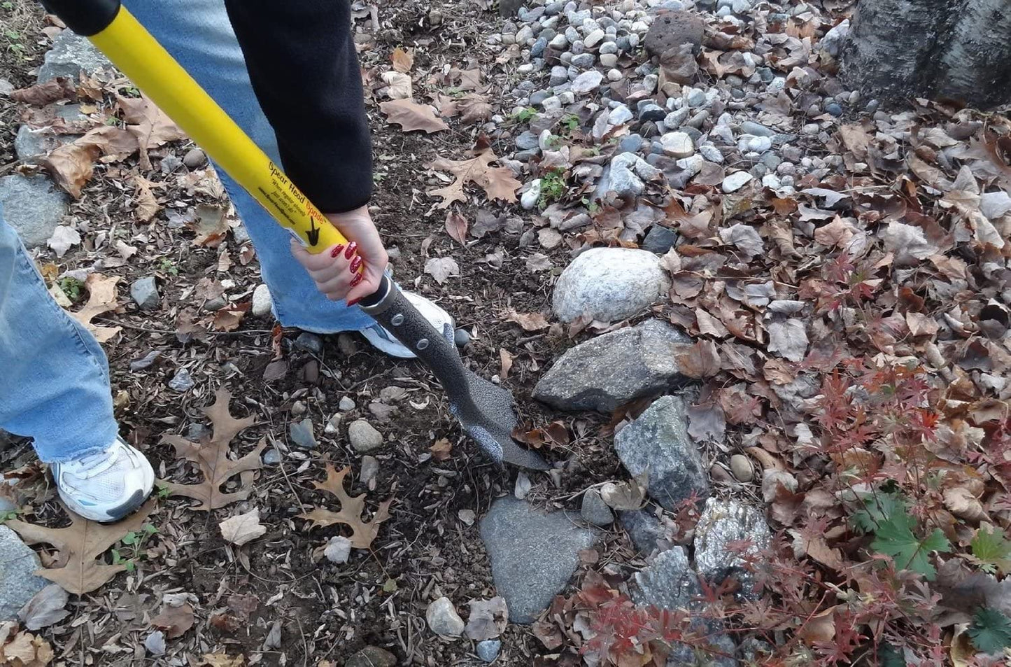 Spear Head Spade SHFD3 40" Yellow Garden Spade Shovel - Gardening Shovel with a 9" x 11" Beveled Blade, Steel-Reinforced Fiberglass Long Handle & Cushioned D-Grip - Digging Spade for Planting