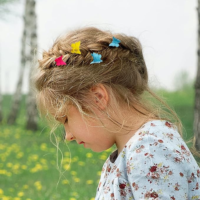 50 Packs Assorted Color Butterfly Hair Clips, Beautiful Mini Butterfly Hair Clips Hair Accessories for Women and Girls (Solid Color)