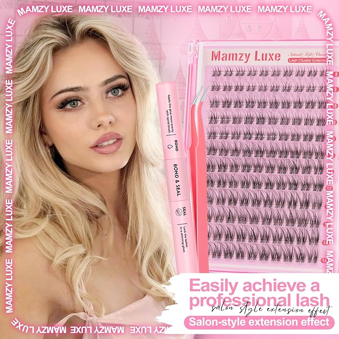 Natural Lash Clusters Kit Short Wispy Eyelash Clusters 8-14MM Clear Band Cluster Lashes Extensions Kit 120Pcs CC-Curly Daily Exquisite Eyelashes Clusters with Bond and Seal and Tweezers