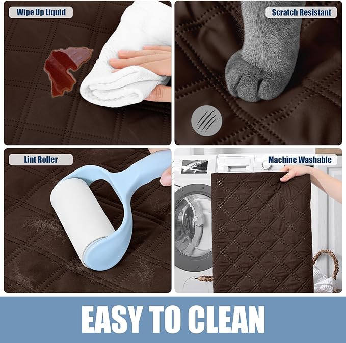 Smiry Waterproof Dog Bed Cover Pet Blanket, Soft Washable Dog Blanket for Furniture Bed Couch Sofa Reversible, Checkered (68"x82", Chocolate/Chocolate)