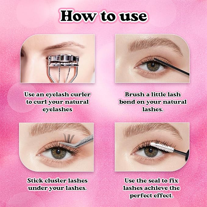 DIY Eyelash Extension 10D+20D Cluster Lashes Large Mixed Tray Natural Long Mink Individual Lashes Reusable False Eyelashes Extension (10D+20D-0.07-D, 8-16mm)