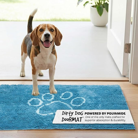 Dog Gone Smart Dirty Dog Doormat - Fast Drying Rug with Super Gripper Backing for Clean Floors - Super Absorbent and Machine Washable Mat for Muddy Paws - Aqua