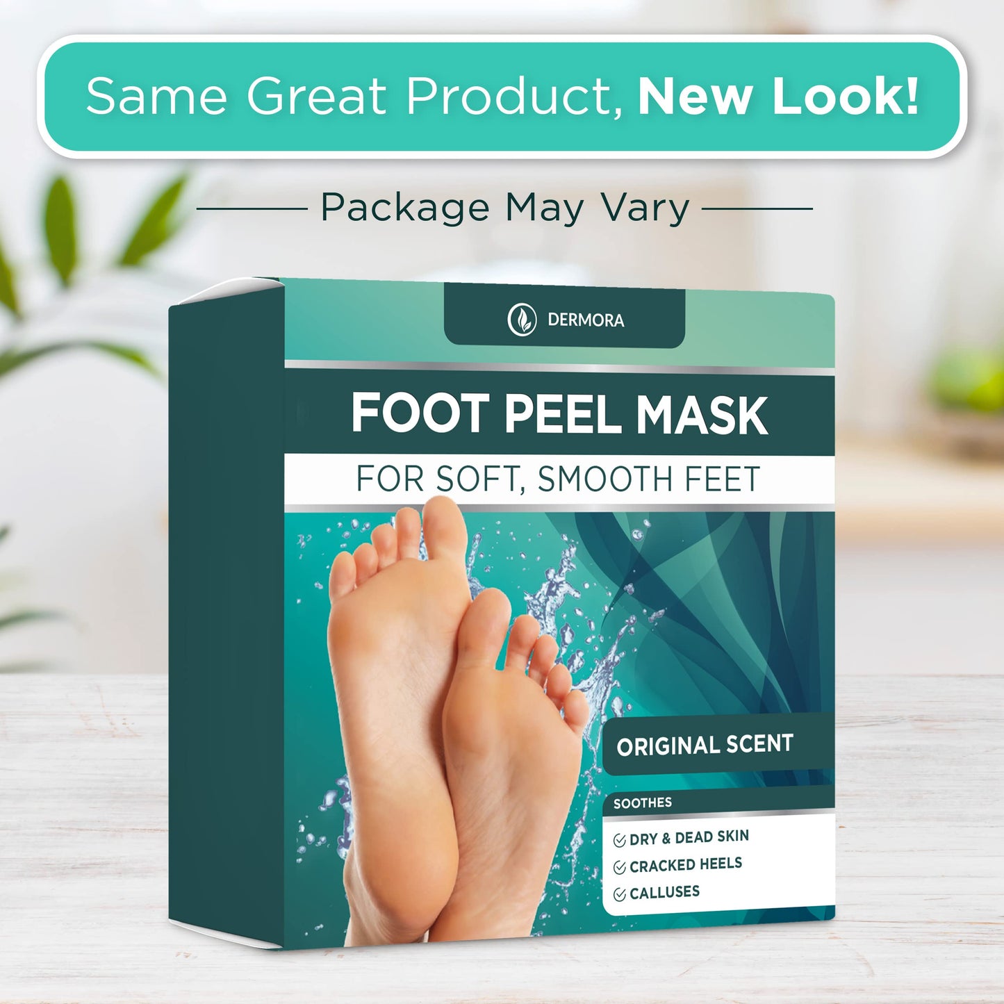 DERMORA Foot Peel Mask | Skin Exfoliating Foot Masks for Dry, Cracked Feet & Callus Removal | Dead Skin Exfoliator for Baby Soft Feet | Pack of 2 | Regular (Fits up to Men 10 / Women 11) | Original