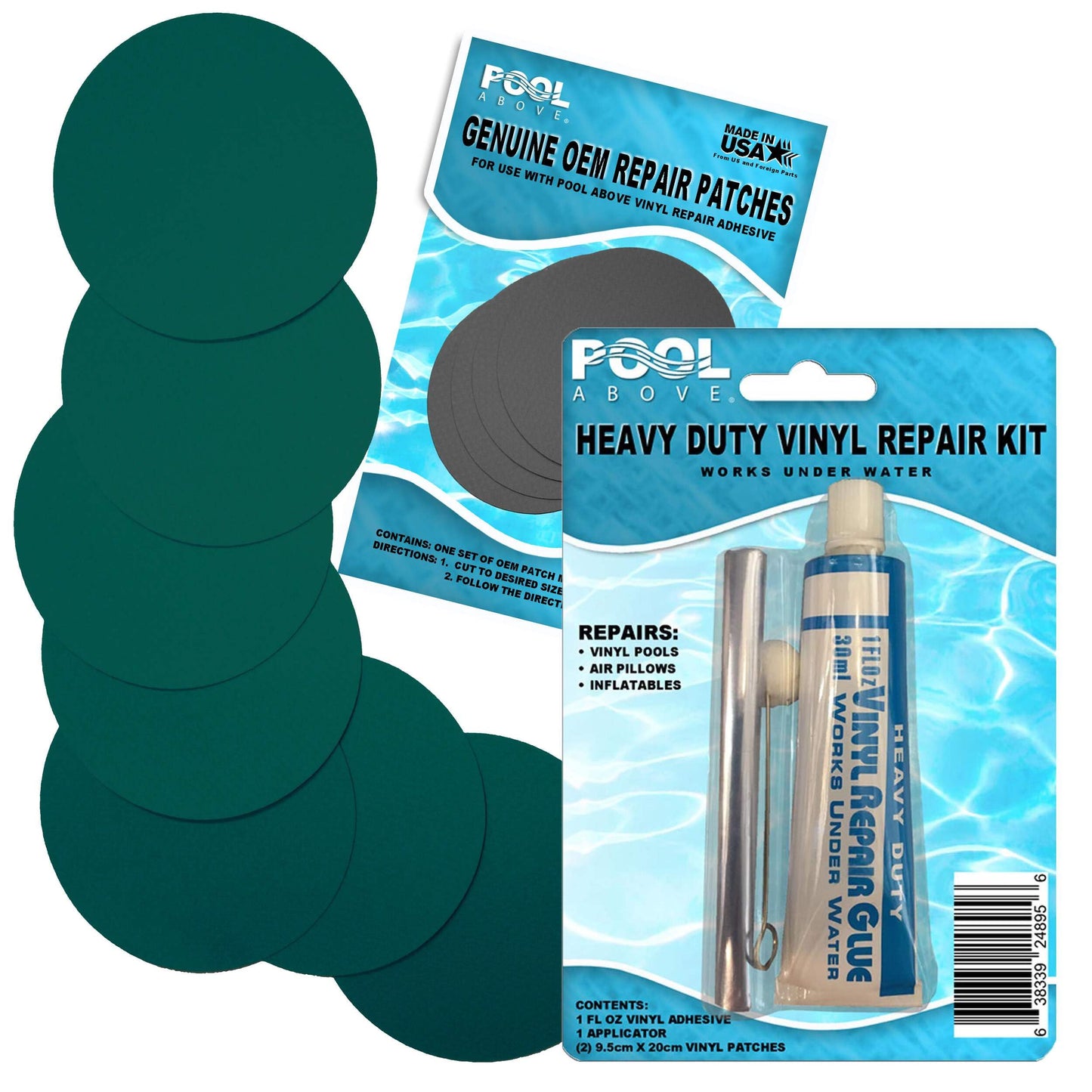 Heavy Duty Vinyl Repair Patch Kit for Above-Ground Pool Liner Repair; Glue and Patch Inflatables; Boat; Raft; Kayak; Air Beds; Inflatable Mattress Repair Blue