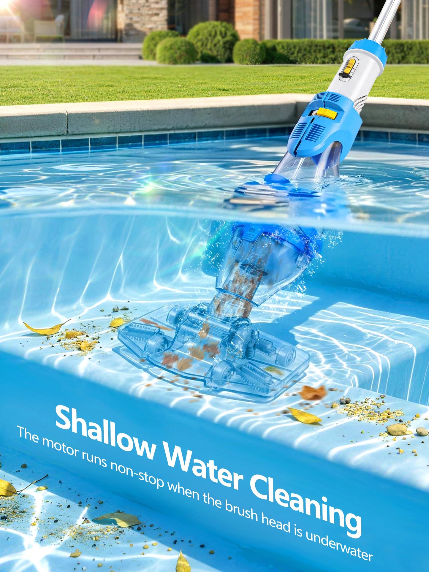 LanOcean 2026 Newly Cordless Pool Vacuum for Inground Pool, Flow Adjustable, Transparent Brush Head–Visible Cleaning, 19 GPM Powerful Suction Handheld Pool Vacuum for Above Ground Pool, 70Mins Runtime