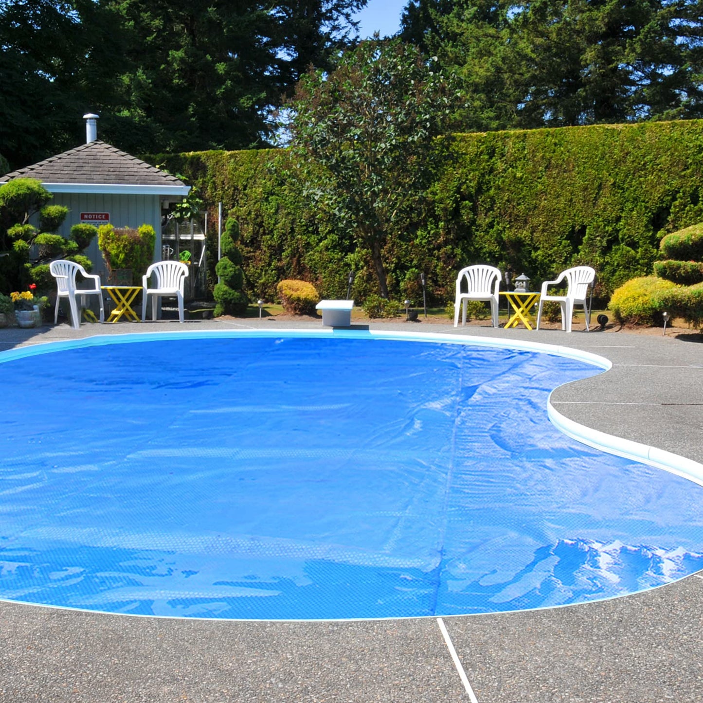 Goplus Pool Cover, 18 x 36 FT Solar Blanket 12 Mil with Carrying Bag for In-Ground and Above-Ground Swimming Pools, Rectangle Hot Tub SPA Thermal Blanket, Blue Bubble