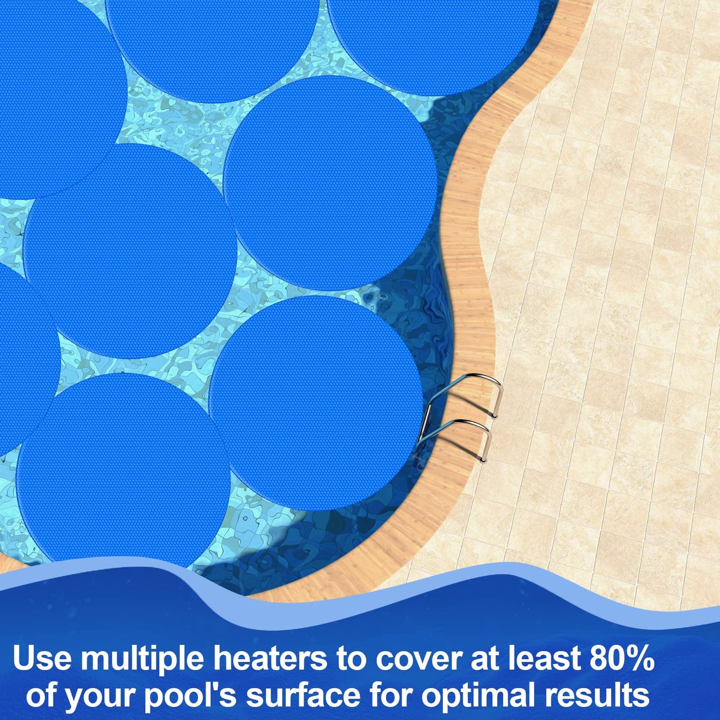 Wesiti 5 ft Solar Pool Cover for Heating - 16 Mil Solar Cover, Ground/Inground Pool Heater Blankets, Hot Tub & Spa Covers, Heating Accessory (6 Pcs)