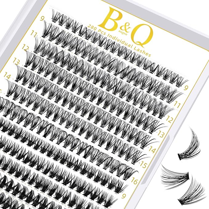 B&Qaugen Lash Clusters 30D 50D-D-9-16MIX LASH Individual Lashes 280 False Eyelash 9-16MIX Extensions Cluster DIY at Home (30D 50DD-9-16MIX)