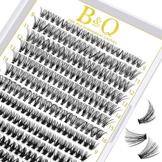 B&Qaugen Lash Clusters 30D 50D-D-9-16MIX LASH Individual Lashes 280 False Eyelash 9-16MIX Extensions Cluster DIY at Home (30D 50DD-9-16MIX)