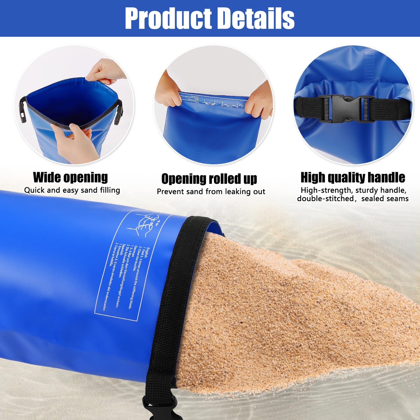 2 Pack 30lb Universal Pool Ladder Weights, No Breaken Pool Step Weights for Above Ground Pools, 500D PVC Waterproof Pool Stair Weights Pool Sand Bags for Above Ground Swimming Pools Stair (Blue)
