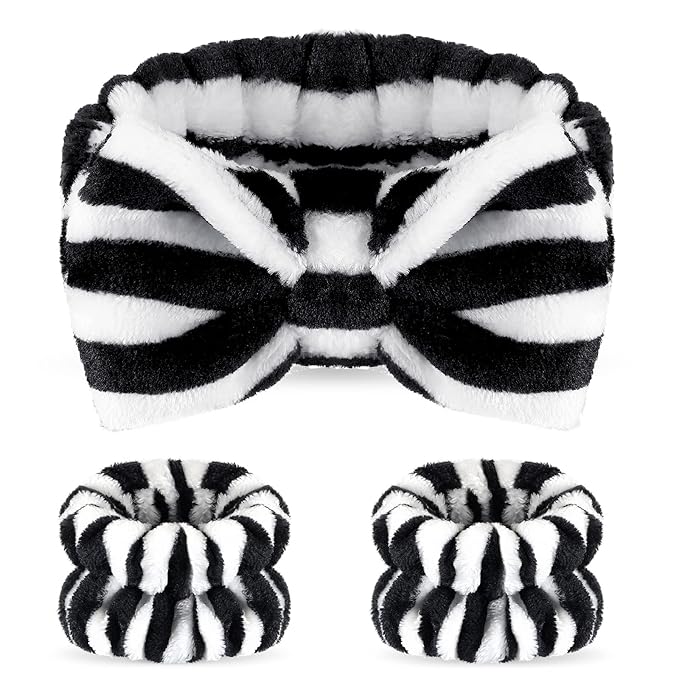 Hanaive Headbands for Women for Washing Face Spa Headband and Wristbands, Makeup Headband for Washing Face, Soft Facial Makeup Head Band, Shower Skin Care Hair Supplies