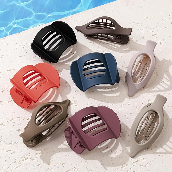 8 Pack Flat Hair Clips for Women, Matte Flat Claw Clips for Thick & Thin Hair No-Slip Strong Hold Hair Barrettes, French Duckbill Styling Accessories for Women