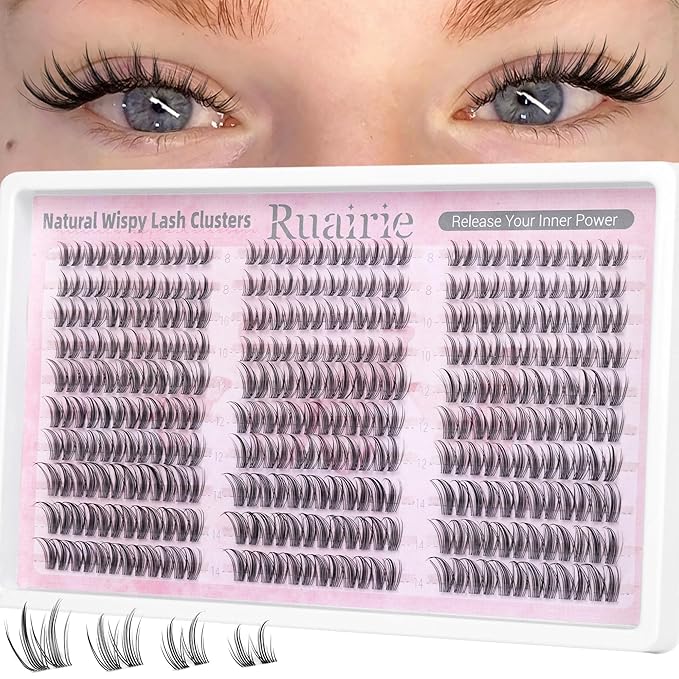 Manga Lash Clusters Bunny Eyelash Clusters Natural Cluster Eyelash Extensions Wispy Lashes Clusters Daily C-Curl Individual Lashes 8-14mm Invisible Band Eyelashes Clusters 180pcs DIY Lash Extension
