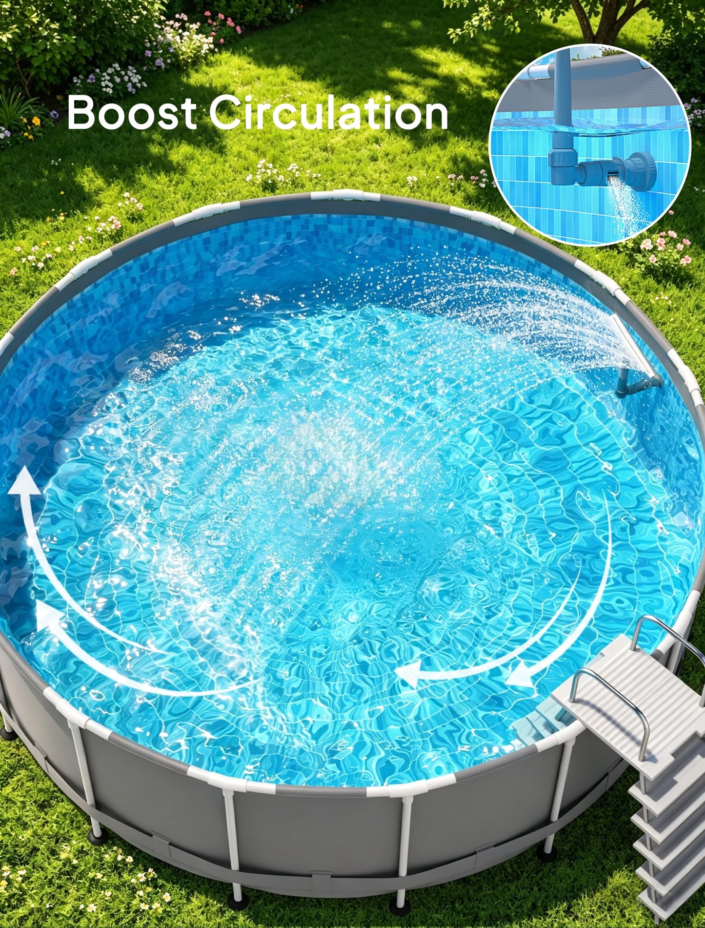 [Patented] POOLHOUR 2026 Upgrade Height Pool Fountain for Above Gound and Inground Pools, Adjustable Pool Sprinkler Fountain, Wide Width Spray Pool Waterfall, Cooling Swimming Pool Accessories