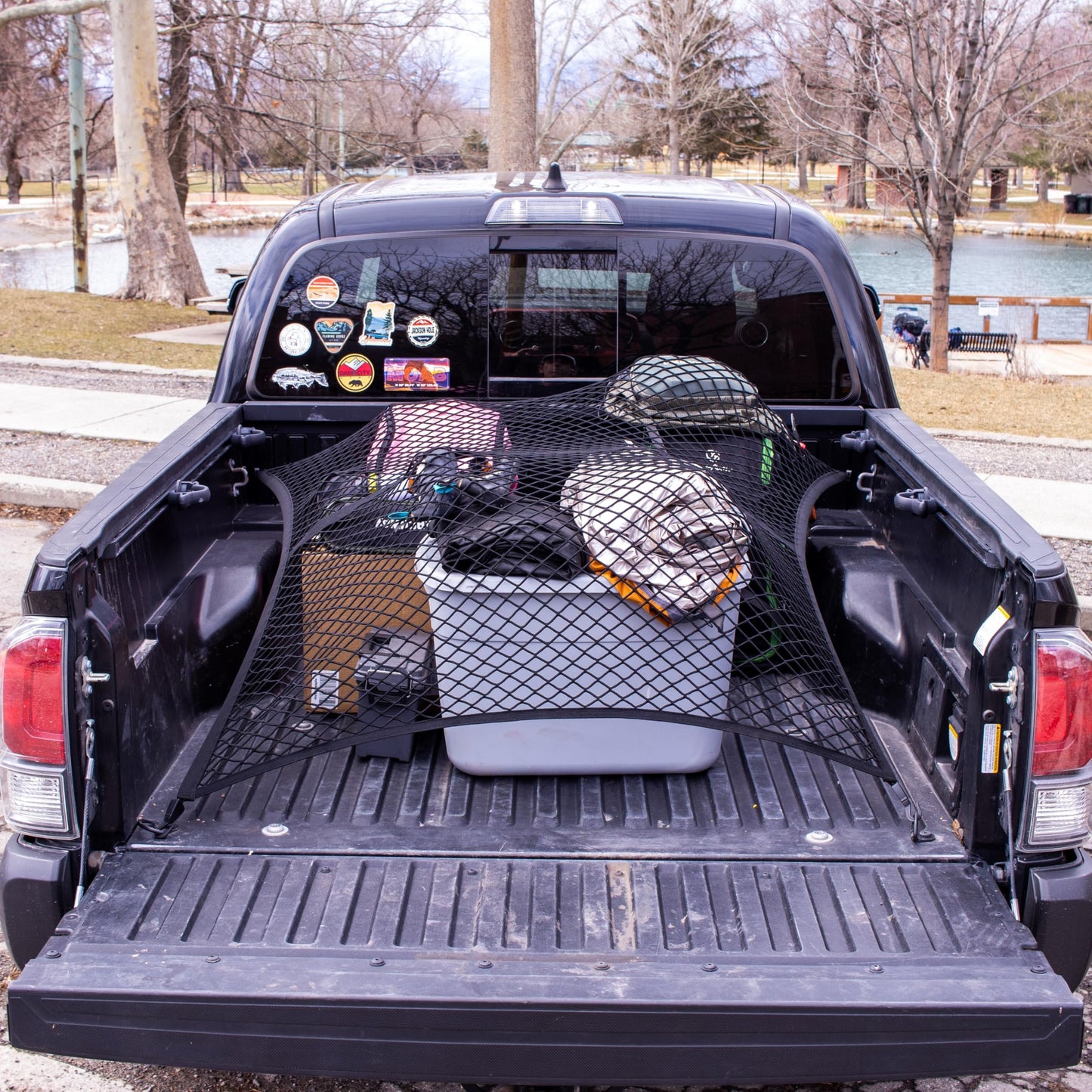Highly Elastic Cargo Net, Simple Truck Bed Cargo Mesh Organizer, Suitable for Daily Light Loads of Trucks, 4'x4' Stretches to 7'x7' (Double Layer)