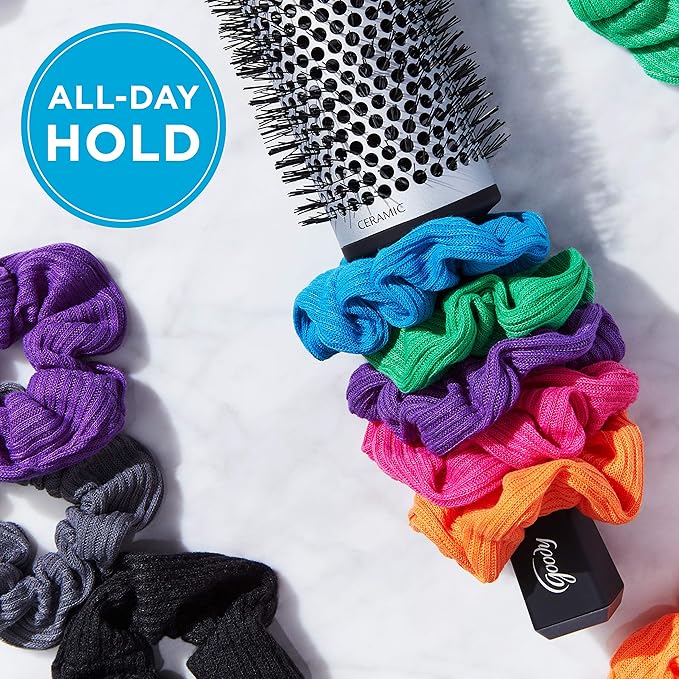 Goody Hair Scrunchie, 8 Count, Assorted Rainbow, Pack of 2 | Ouchless | For Women | All Hair Types | For Ponytails