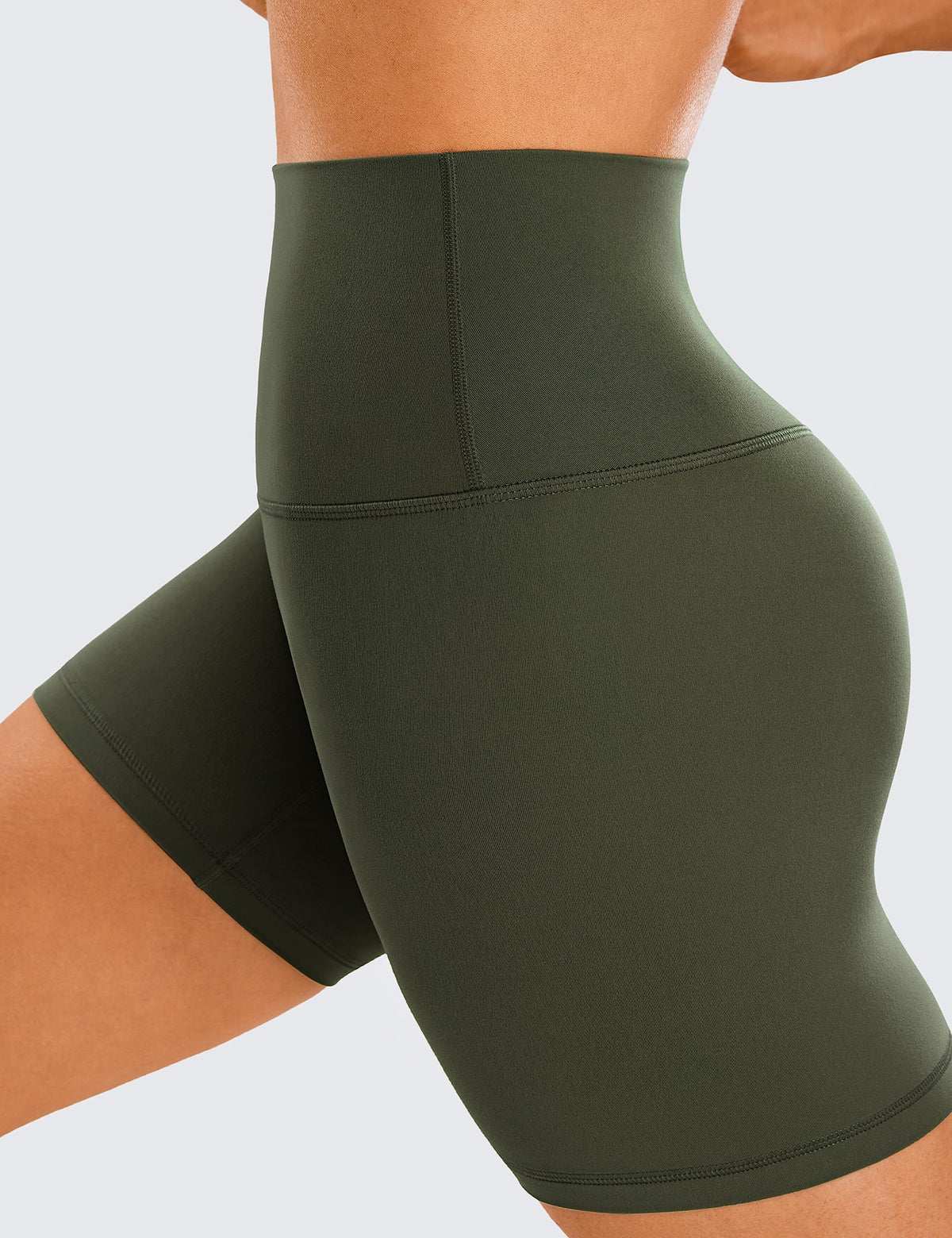 CRZ YOGA ButterLuxe Biker Shorts 6" - High Waisted Workout Running Volleyball Spandex Yoga Womens Olive Green Small