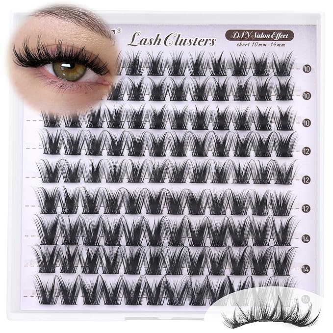 ALICE Lash Clusters Wispy Eyelash Clusters Short 10-14mm Cluster Eyelash Extensions Natural Volume Lash Extensions Thin Band DIY Individual Lashes
