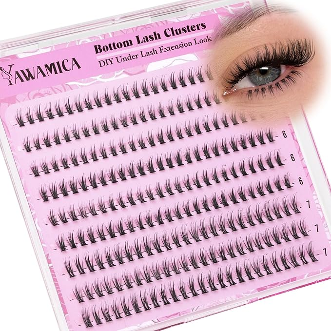 Bottom Lash Clusters 5-7mm DIY Lower Lash Extensions Natural Wispy Bottom Individual Lashes Clusters Tiny Soft Band Eyelash Clusters Under Cluster Lashes for Bottom Eyelash Extensions by Yawamica