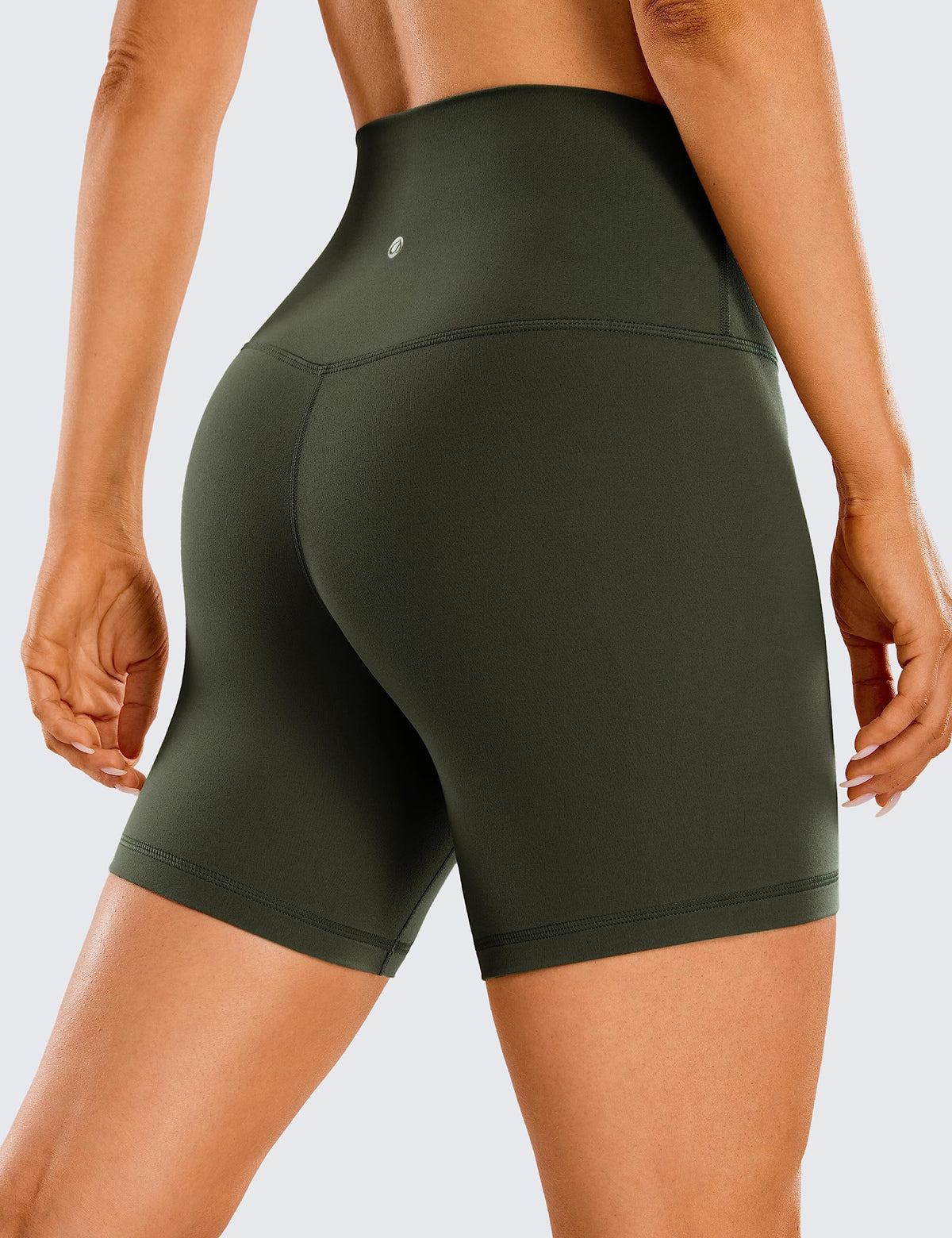 CRZ YOGA ButterLuxe Biker Shorts 6" - High Waisted Workout Running Volleyball Spandex Yoga Womens Olive Green Small