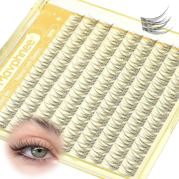 All 8MM Short Lash Clusters Natural Eyelash Clusters Feathered Cluster Eyelash Extensions with Flexible Clear Band & C Curl For My Lashes But Better Effect