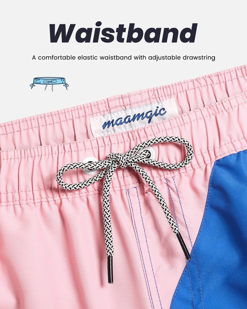 maamgic Mens Swim Trunks Quick Dry Swim Shorts with Mesh Lining Funny Swimwear Bathing Suits 7inch Color Blocking Large