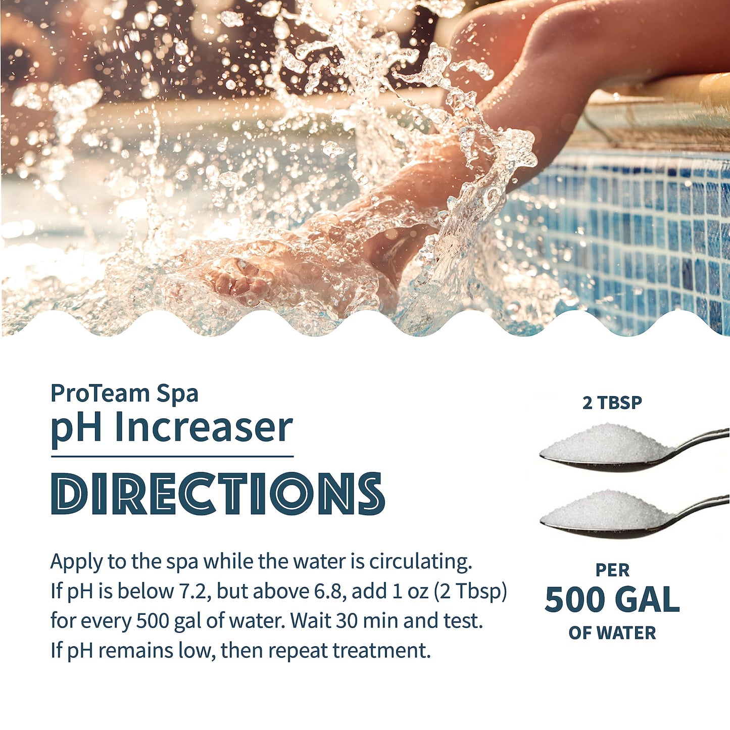 ProTeam Spa pH Increaser for Hot Tub - pH Up Hot Tub pH Increaser - with SplashWiz Hot Tub Chemicals Care Guide e-Book - Made in USA (1 lb)