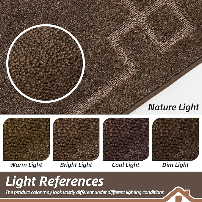 BEQHAUSE Door Mat 24" x 36", Non-Slip Door Mats Indoor Entryway Rugs Washable Low-Profile Absorbent and Stain Resist Floor Mats, Dog Door Mat for Front Back Door, Mud Wet Shoes & Paws, Brown