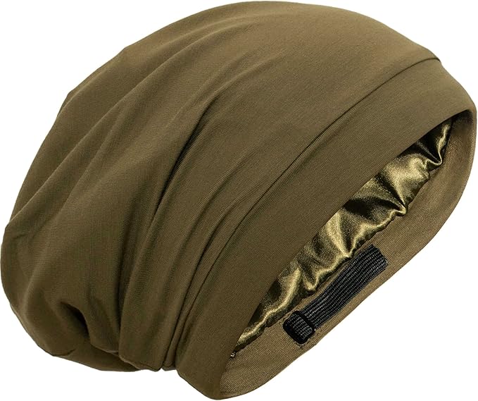 CAPLORD Satin Bonnet for Sleeping, Curly Hair Wrap Sleep for Men, Adjustable Silk Beanies for Women, Silk Hair Bonnet