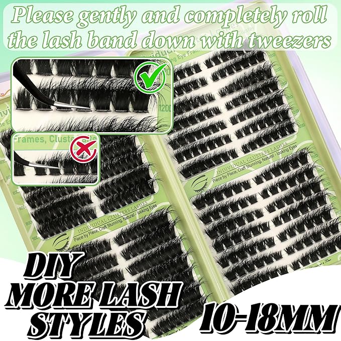 Cat Eye Wispy Lash Clusters Kit 420Pcs DIY Individual Lashes Clusters Lash Bond and Seal Lash Tweezers
