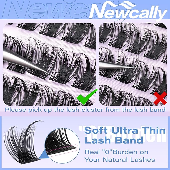 Lash Clusters Wispy Lash Extension D-curly Eyelash Clusters Natural Look 10-18mm Cluster Eyelash Extensions 144Pcs Volume Individual Lashes Spiky Cluster Lashes Manga by Newcally