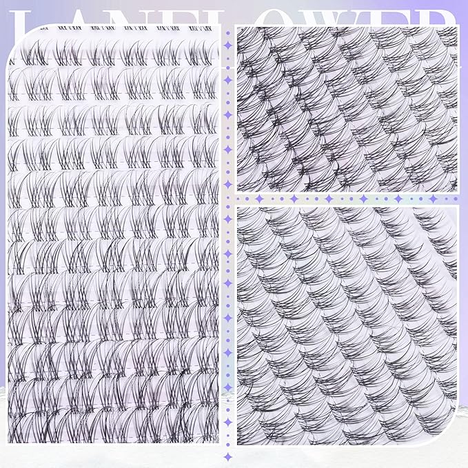 Natural Lash Clusters Clear Band Eyelash Clusters Wispy Individual Lashes C Curved Cluster Eyelash Extensions Invisible Band Cluster Lashes by Lanflower
