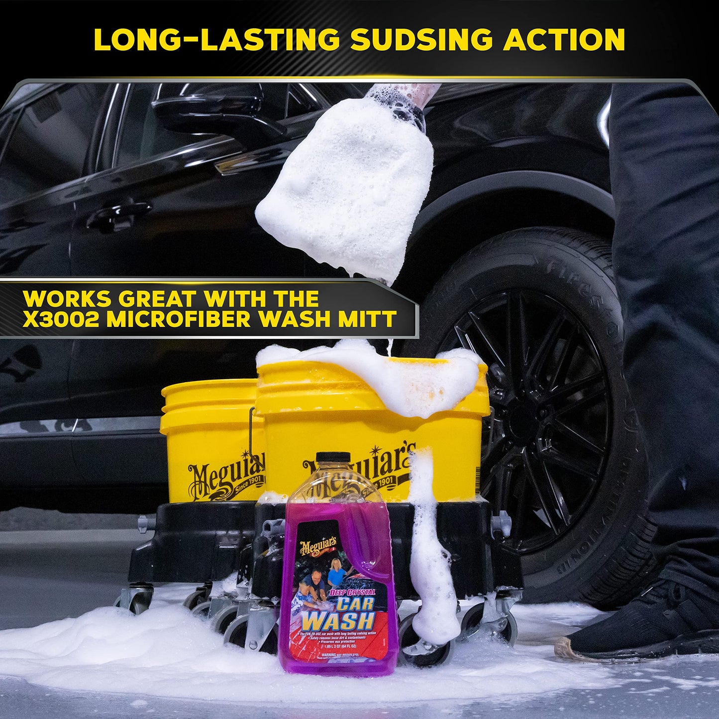 Meguiar's Deep Crystal Car Wash - Car-Wash Shampoo that Cleans Paint, Enhances Gloss, and Preserves Wax Protection, pH Balanced Car-Wash Soap with Excellent Foaming Action, 64 Oz (Pack of 2)