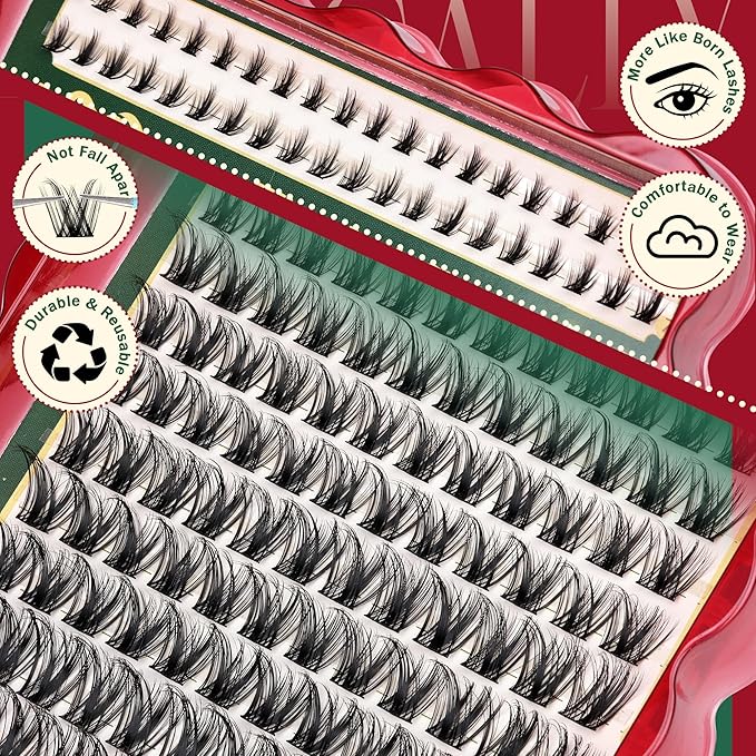 Wispy Lash Clusters Kit Natural Eyelash Clusters Kit C-curly Individual Lashes Kit Cluster Eyelash Extensions Kit 10-16 MM DIY Lash Extension Kit with Bottom Lashes by Newcally