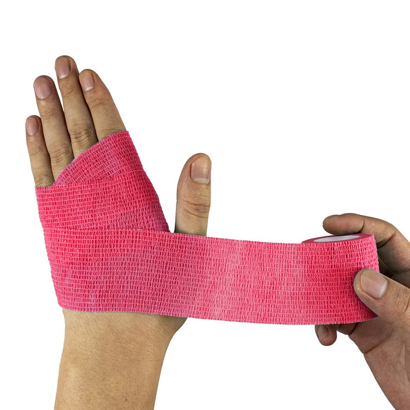 FRESINIDER 9 Rolls Self Adhesive Wrap Athletic Tape Gauze, Breathable Elastic Cohesive Bandage for Sports Injury & Pet (7 Pcs 2" x 5 Yards + 2 Pcs 1" X 5 Yards) (Pink)