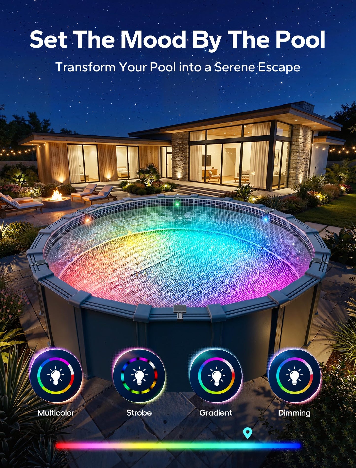 Solar Pool Lights for Inground & Above Ground Pool, 10-Color 4-Mode LED Pool Lights, Underwater Swimming Pool Lights with Timer, Submersible Pool Lights with Remote, Waterproof Design (Black, 1 Pack)