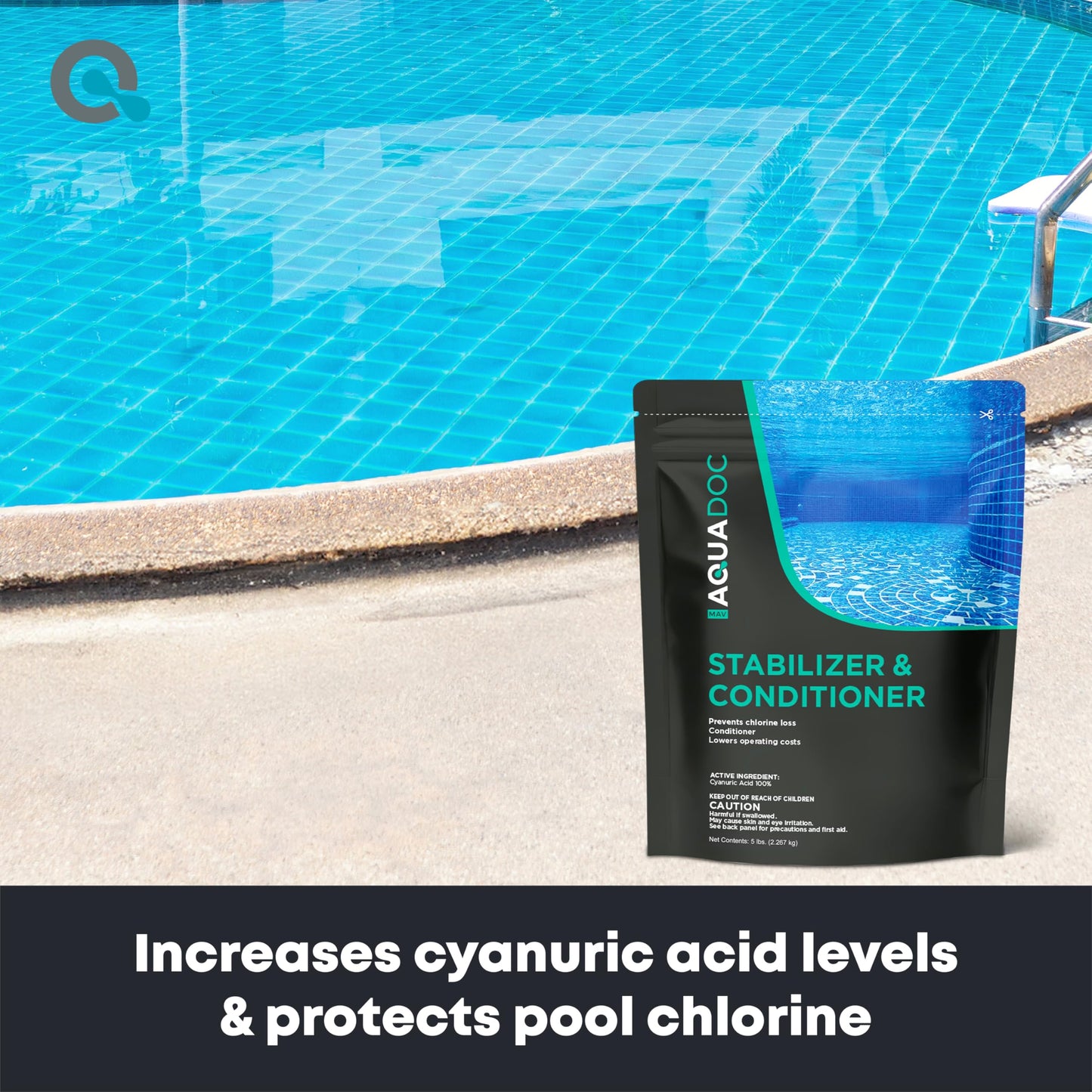 MAV AquaDoc Pool Stabilizer and Conditioner - 5lb - Cyanuric Acid Stabilizer for Swimming Pools - Pool Chemicals Made in the USA