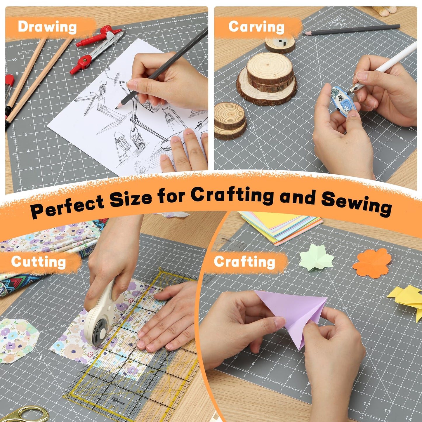 Premium 5 Pcs Self Healing Cutting Mat 18'' x 12'', A3 Non-slip Sewing Mat for Quilting, 5-Ply Rotary Cutting Board Double-Sided for Crafts Cutting Fabric Scrapbooking Modeling Projects