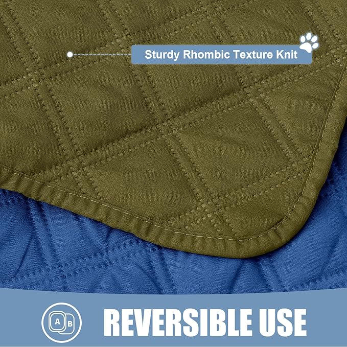 Smiry Waterproof Dog Bed Cover Pet Blanket, Soft Washable Dog Blanket for Furniture Bed Couch Sofa Reversible, Checkered (82"x82", Green/Navy)