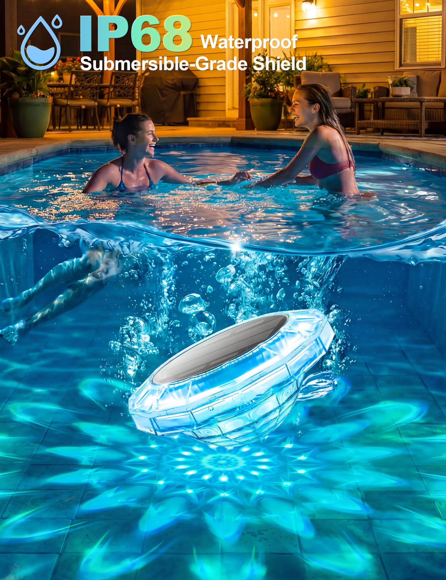 APONUO Solar Pool Lights, IP68 Waterproof Floating Pool Lights with Remote& Button Control, 9 Lighting Colors& 3 Modes Pool Solar Light, Timer& Memory, Floating Light for Pool, Party, Bathtub (1 Pack)