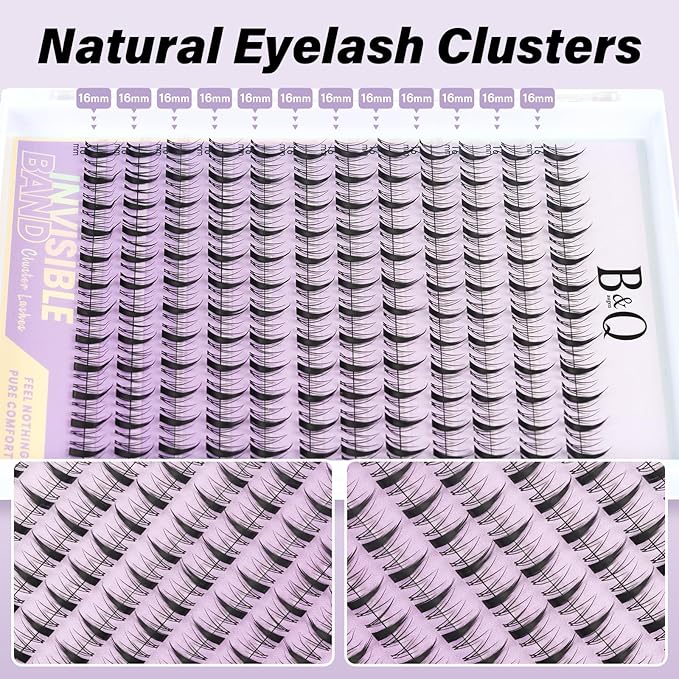 B&Q Fairy Lash Clusters Invisible Band False Eyelashes Clusters Natural Cluster Eyelash Extensions Comfortable Individual Lashes Extension DIY Soft Eyelash Clusters（Fairy-12mm）