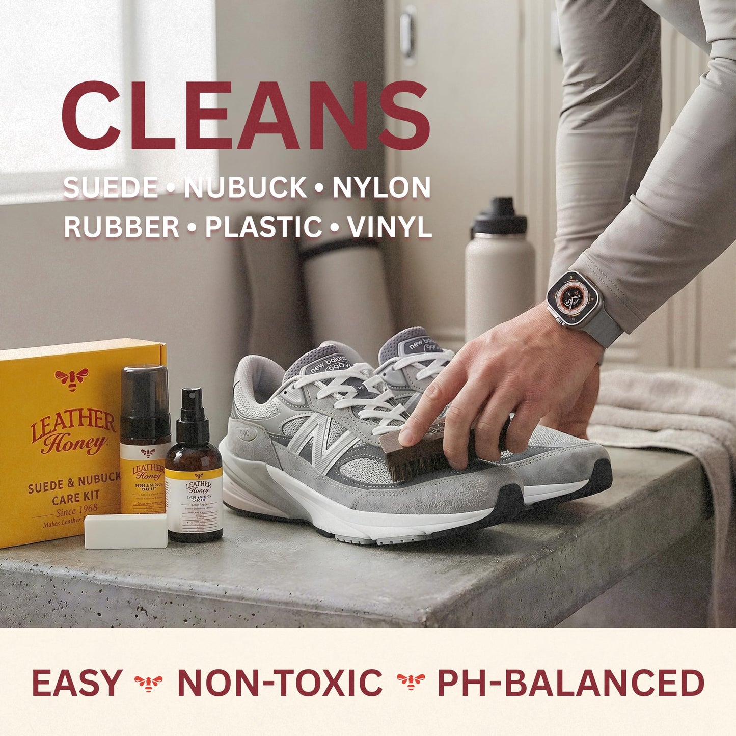 Leather Honey Suede & Nubuck Care Kit: Cleaner, Protector, Suede Brush & Eraser: Clean, Protect & Restore Shoes, Boots, Uggs, Furniture, Jackets, Bags and Apparel. Safe for Any Color