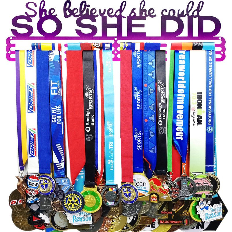 Lapetale Fashion Medal Hanger Holder Display Wall Rack Frame Shelf in 16" Long-Medal Hanger Awards Ribbon Cheer,Gymnastics,Soccer,Softball Holder Display Custom Rack for Sports Medals Easy to Install