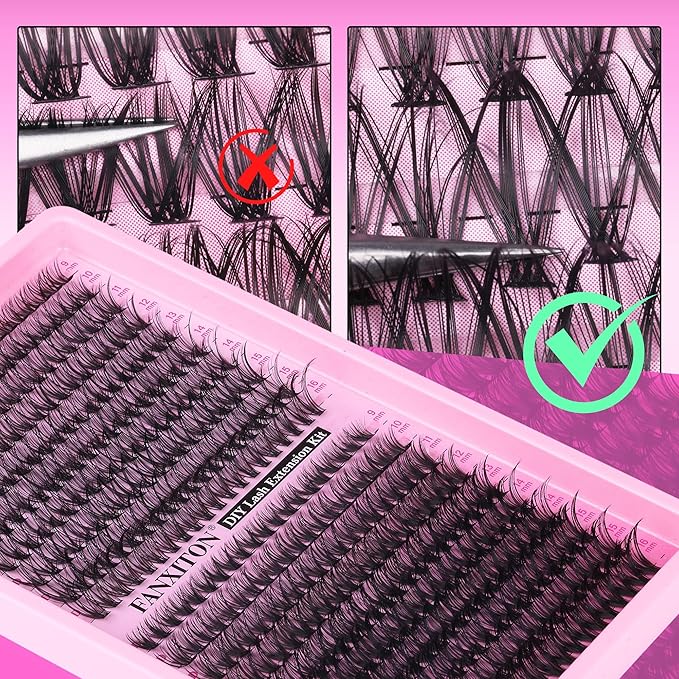 FANXITON Lash Clusters Wispy 30D+40D Lashes Clusters 400pcs Eyelash Clusters D Natural Cluster Eyelash Extensions 9-16mm Mix Individual Lashes for Beginners