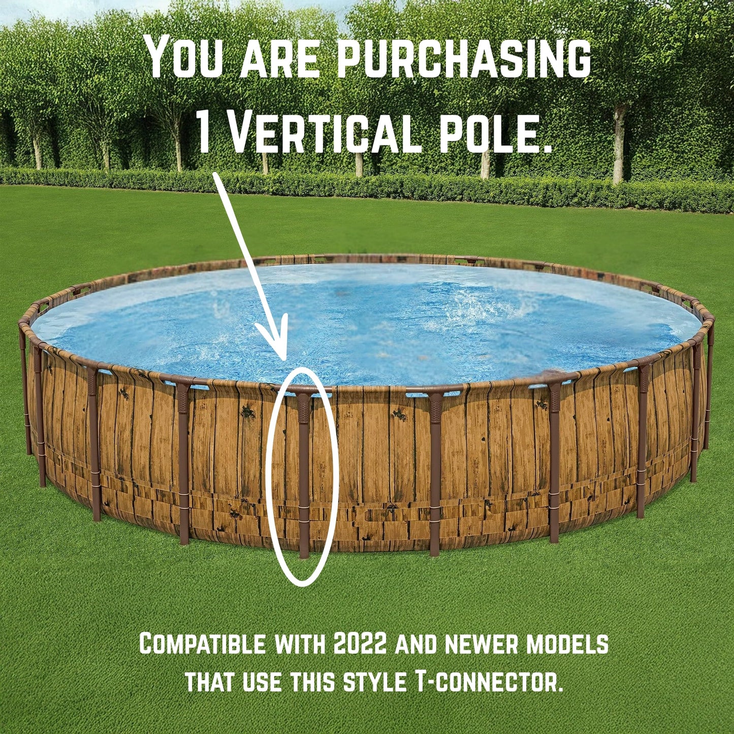 Replacement Vertical Pool Leg/Pole/Bar for Coleman/Bestway Power Steel 22 Ft X 52in and 24ft x 52in Swimming Pool Oval Shaped Pole