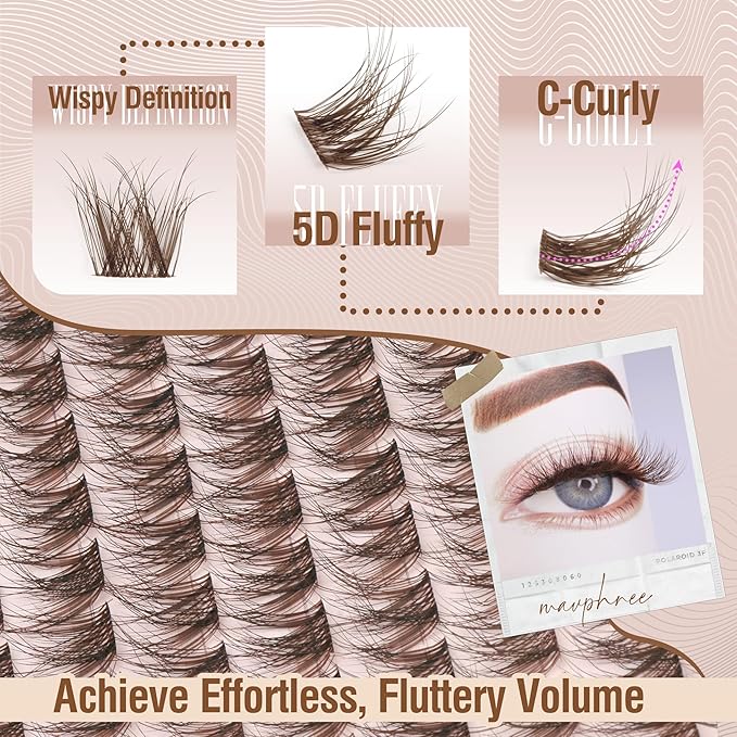Brown Lash Clusters 12MM Short Eyelash Clusters Wispy Individual Lashes 99 Pcs Cluster Lash Extensions Dark Brown Cluster Eyelashes Natural Daily Eyelash Individuals 3D Fluffing DIY Lash Pack