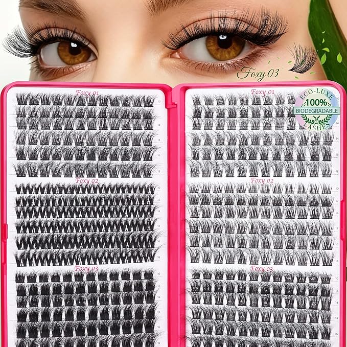 Lash Clusters - Wispy Fluffy Eyelash Clusters Natural lash extentions Biodegradable eyelash extensions individual lashes Light weight for beginner DIY at Home 0.05mm