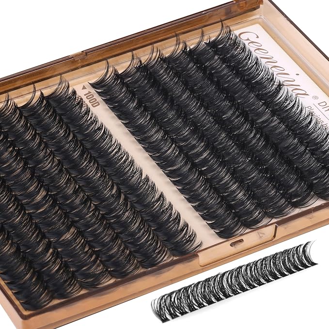 Geeneiya 14MM Volume Lash Clusters Kit DIY Lash Extension Kit D Curl Eyelash Extensions with Waterproof Lash Bond and Seal Waterproof Tweezers, Only 14MM, 80D+100D