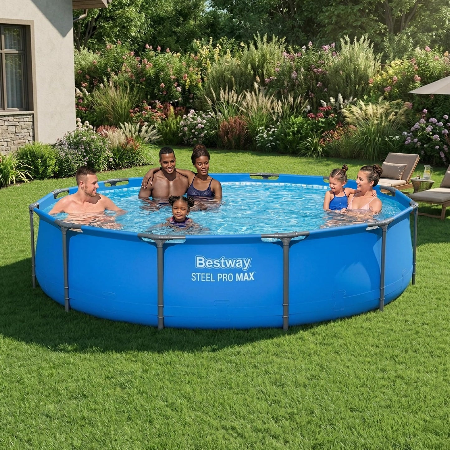 Bestway Steel Pro MAX 12’ x 30" Above Ground Pool, Round Metal Frame Outdoor Swimming Pool for Backyard, Blue, Pool ONLY